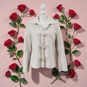 ABBY & FRIENDS FAUX SUEDE JACKET LARGE CREME COLORED‎